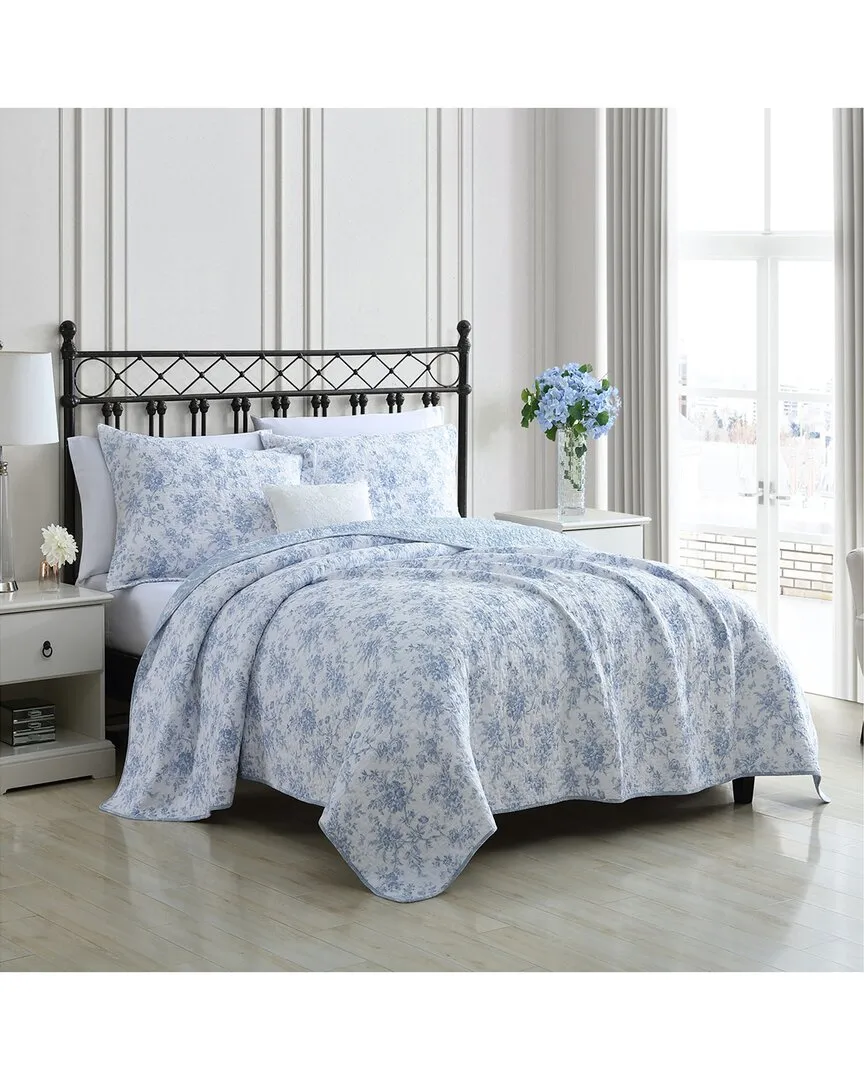 Walled Garden 3-Piece Quilt Set - Blue, Cotton image