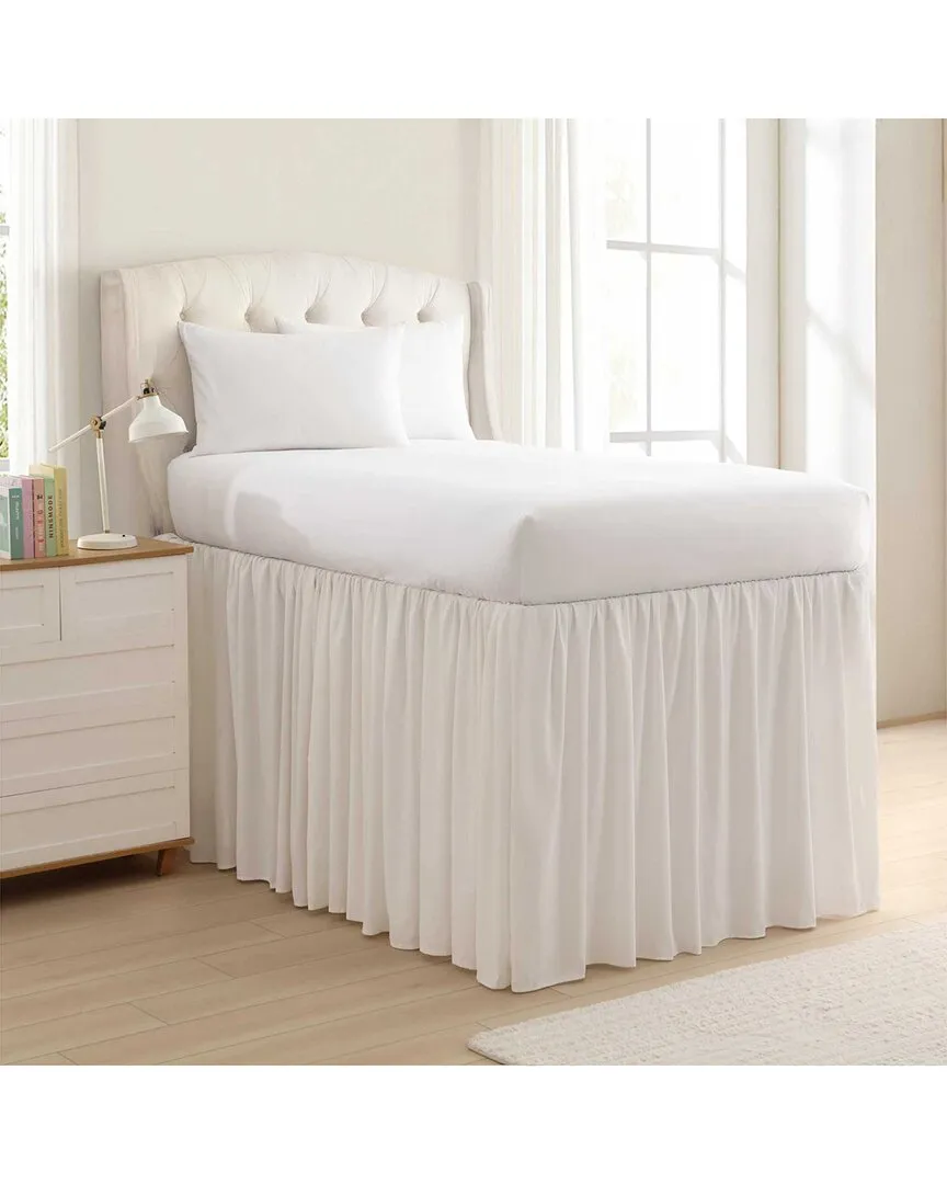Washed Twin XL Bedskirt - White, Polyester