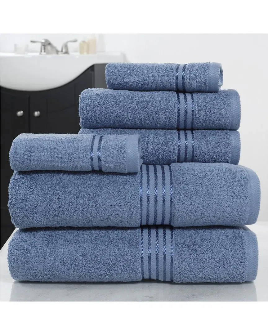 6-Piece Cotton Towel Set - Blue image