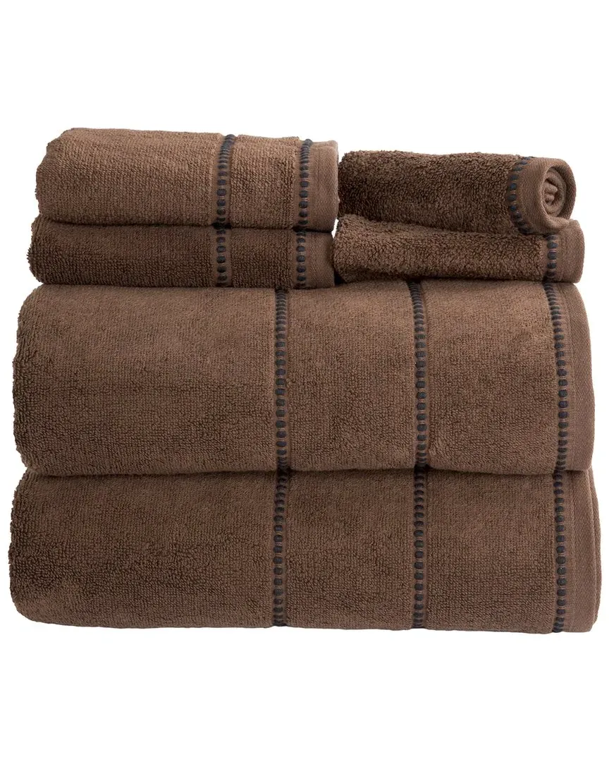 6-Piece Towel Set with Zero Twist - Chocolate, Cotton