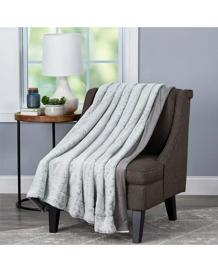 Faux Rabbit Fur Throw Blanket - Brown image