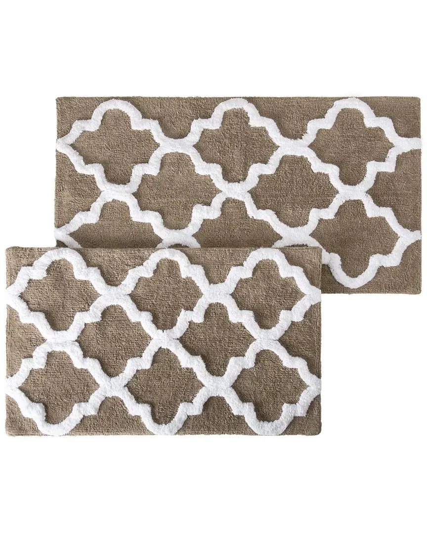 Lavish Home 2-Piece Bath Mat Set - Taupe, Cotton image