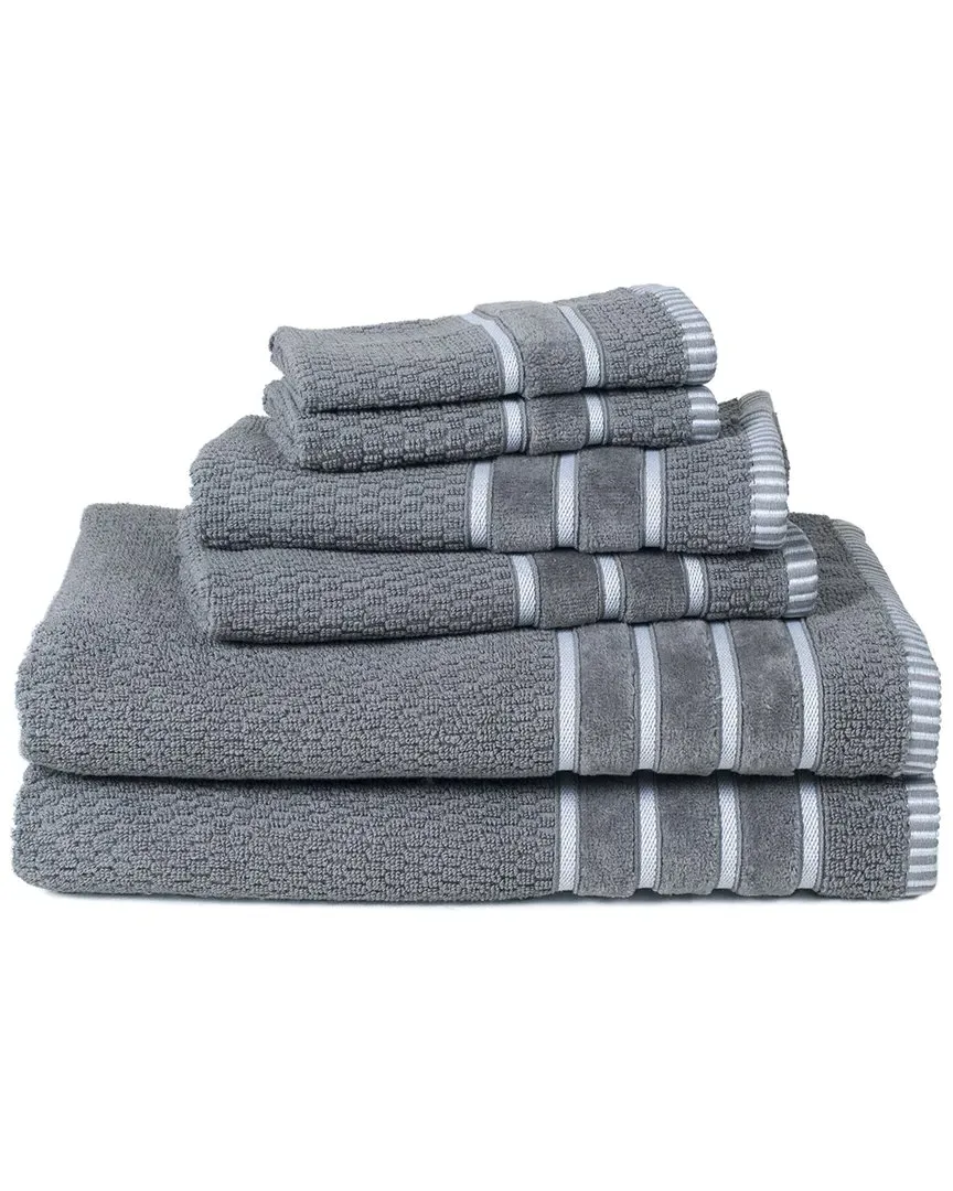 Rice Weave 6Pc Cotton Towel Set - Gray image