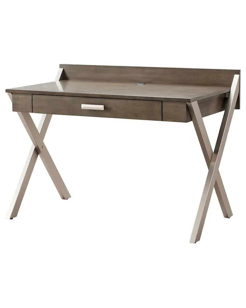 X-Leg Computer Desk with Keyboard Drawer - Smoke Gray
