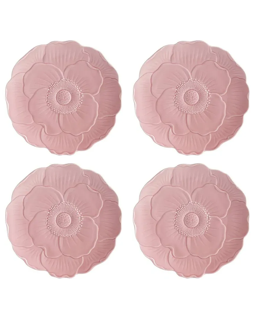 Butterfly Meadow Set of 4 Accent Plates - Pink, Porcelain
