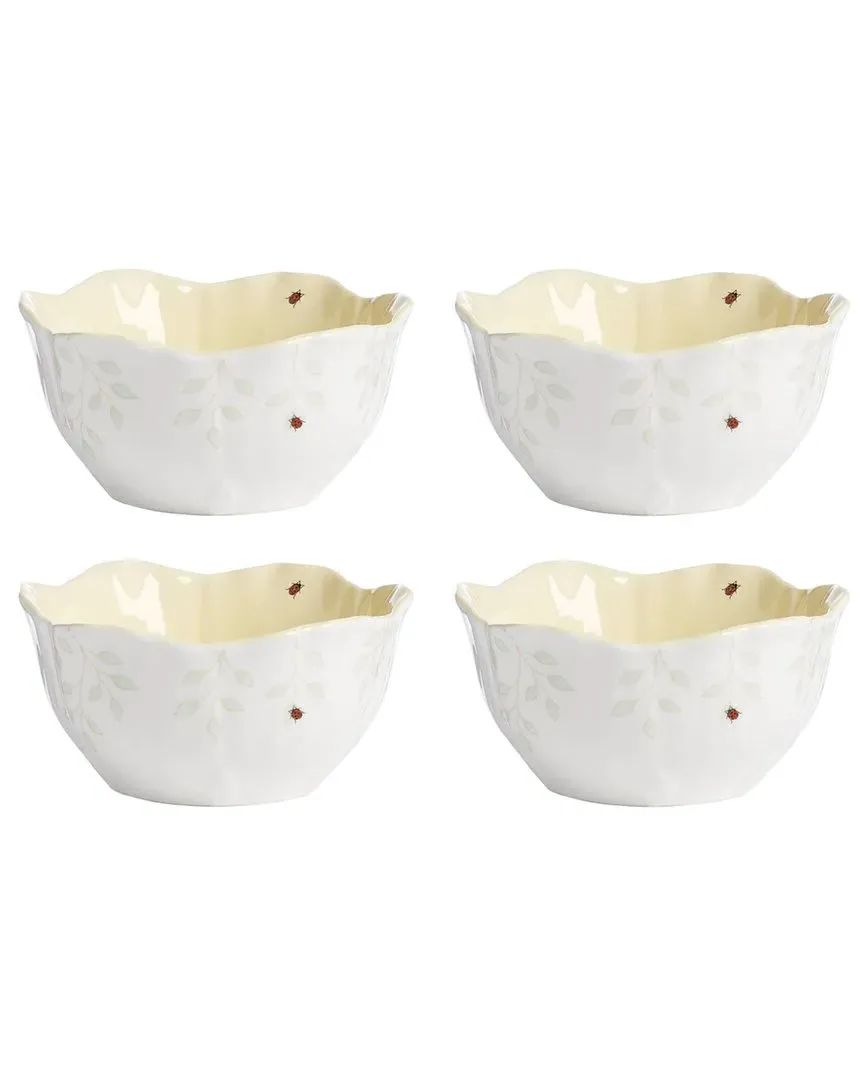 Butterfly Meadow Set of 4 Dessert Bowls - White, Porcelain