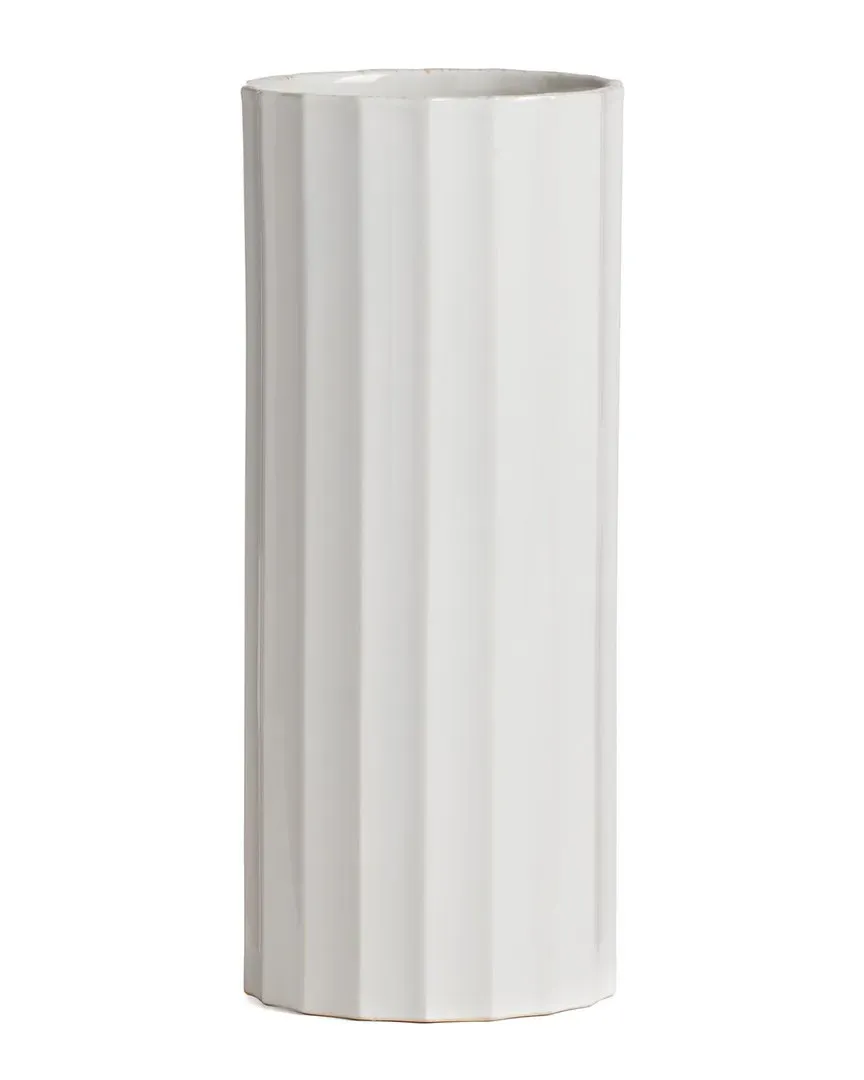 French Perle Scallop Cylinder Vase - White, Stoneware