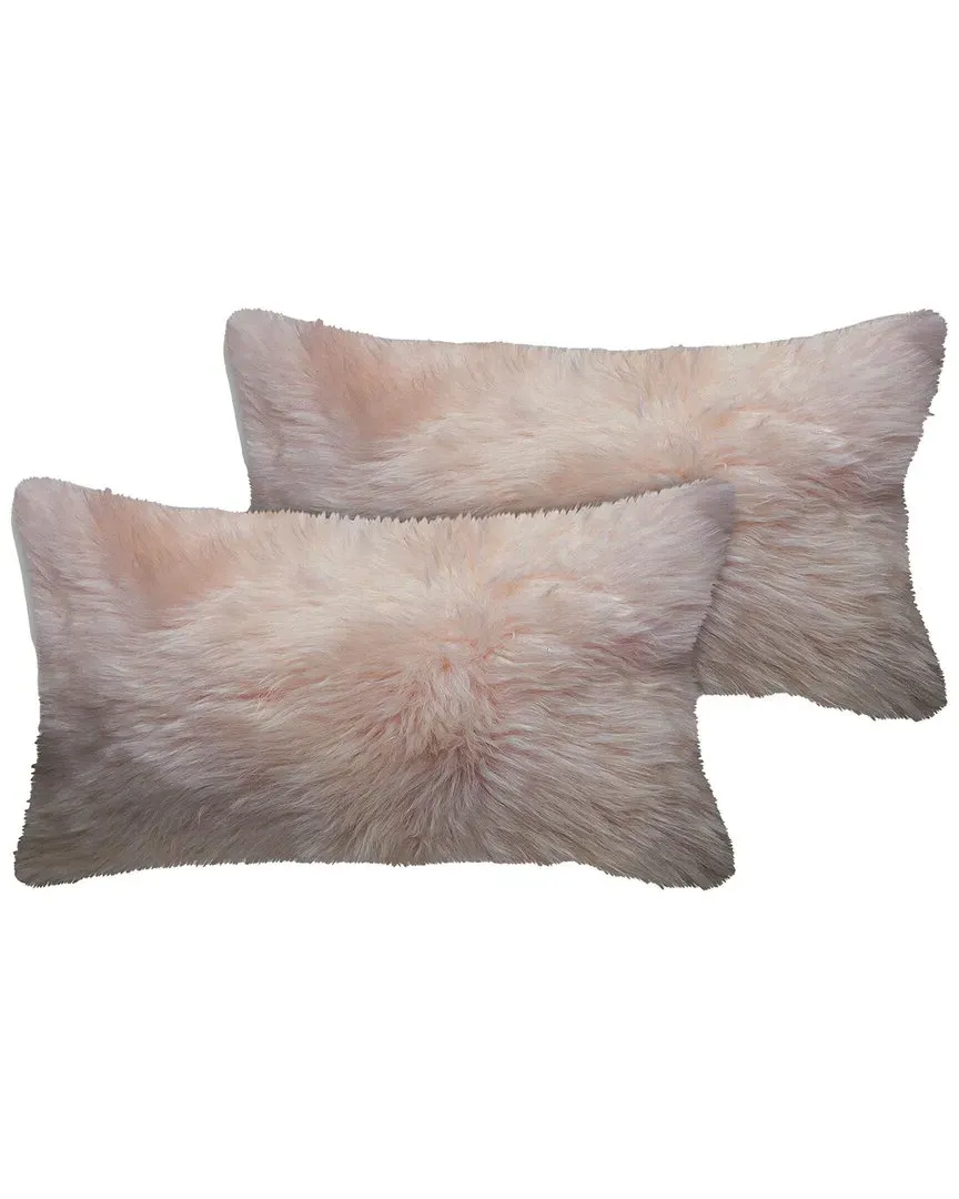 2pk New Zealand Sheepskin Pillow - Blush