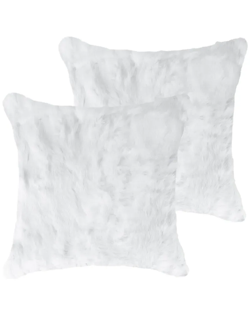 2pk Square Throw Pillows with Insert - White, Rabbit Fur