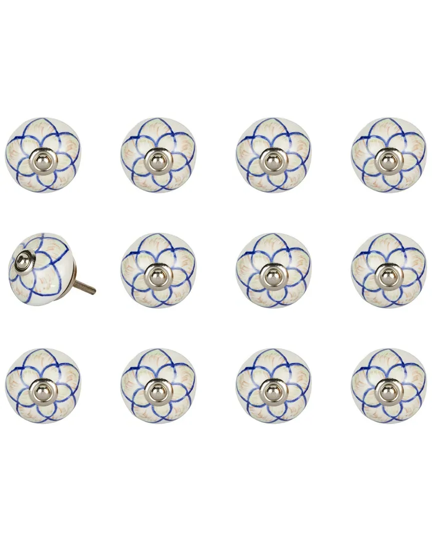 Taj Hotel Set of 12 Cabinet Knobs - Cream/Brown/Blue image