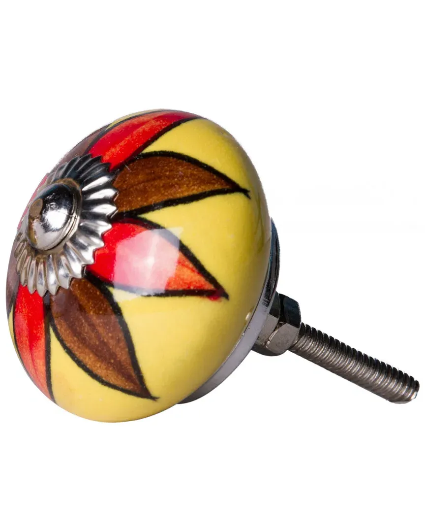 Taj Hotel Set of 12 Cabinet Knobs - Yellow/Brown/Red