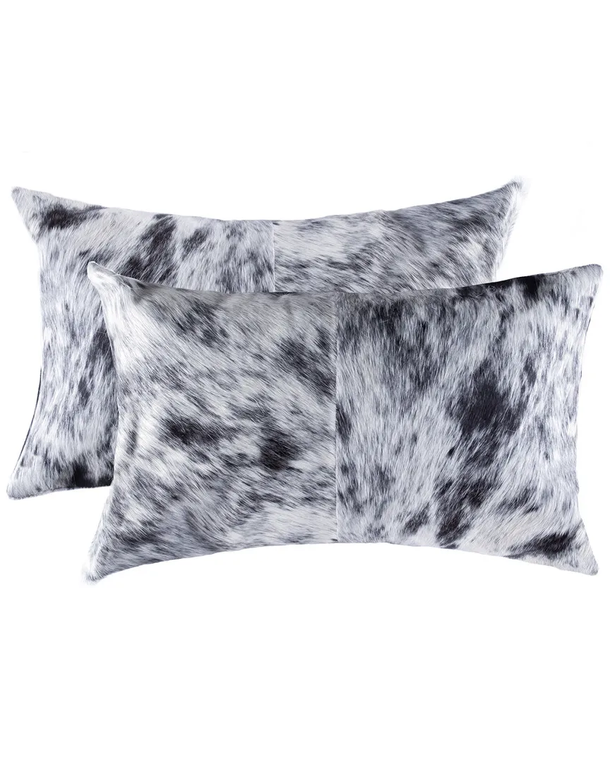Torino Kobe Set of 2 Throw Pillows - Black, Cowhide image