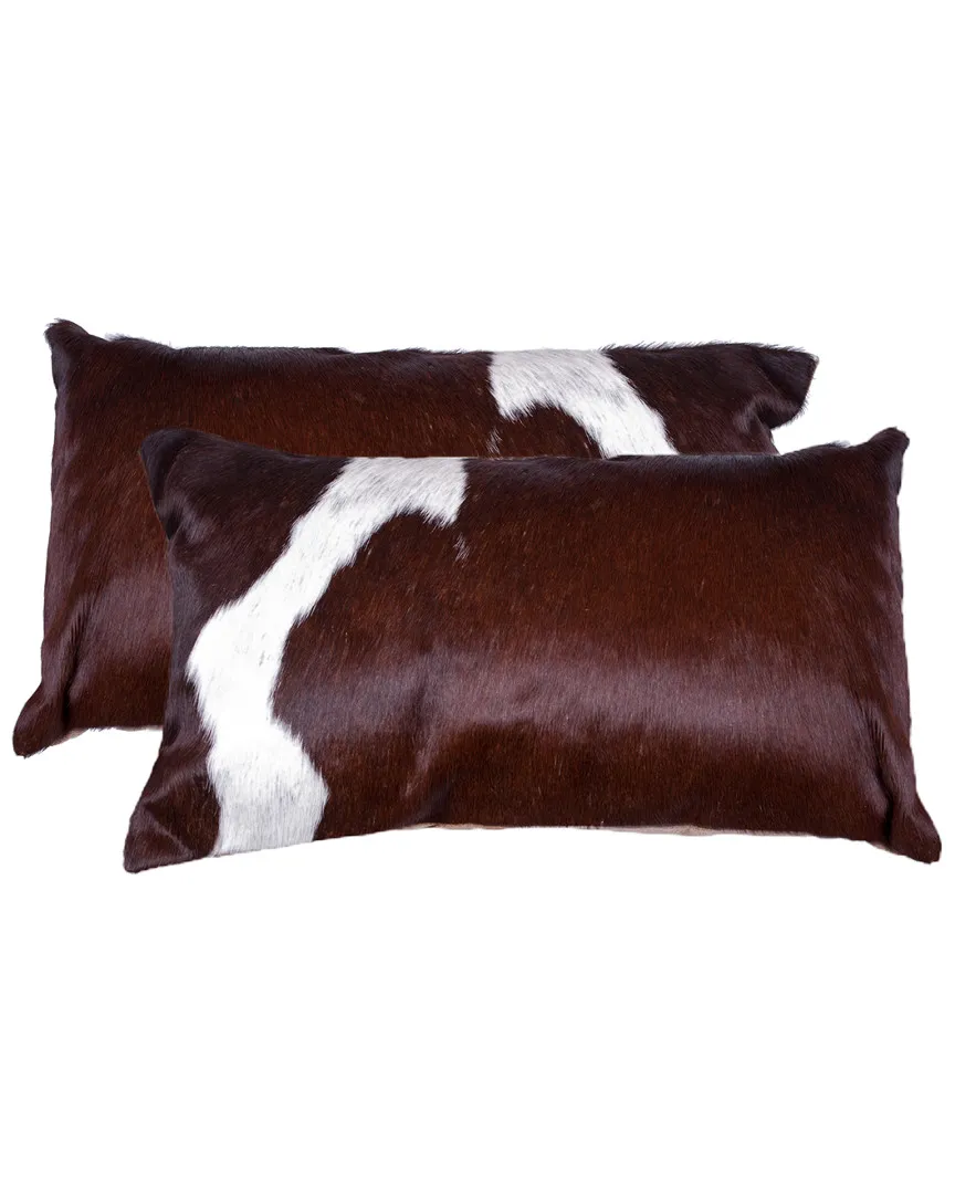 Torino Kobe Set of 2 Throw Pillows - Brown, Cowhide