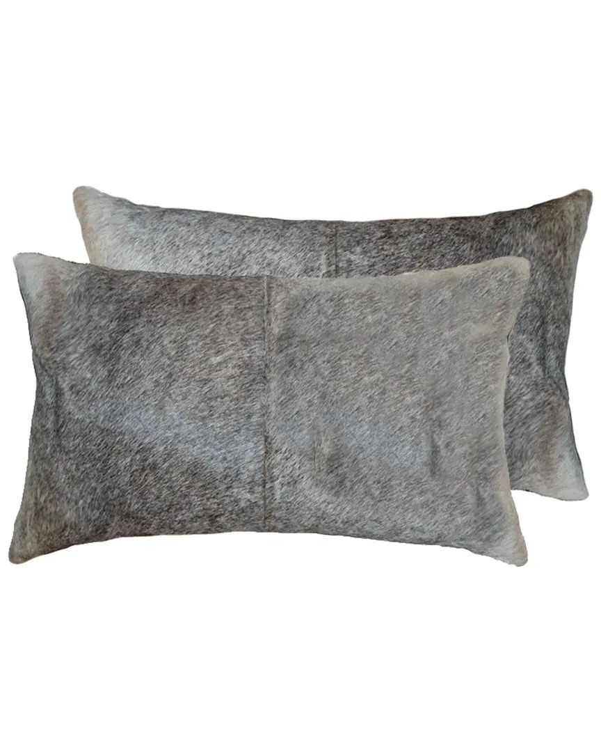 Torino Kobe Set of 2 Throw Pillows - Sand Grey, Cowhide