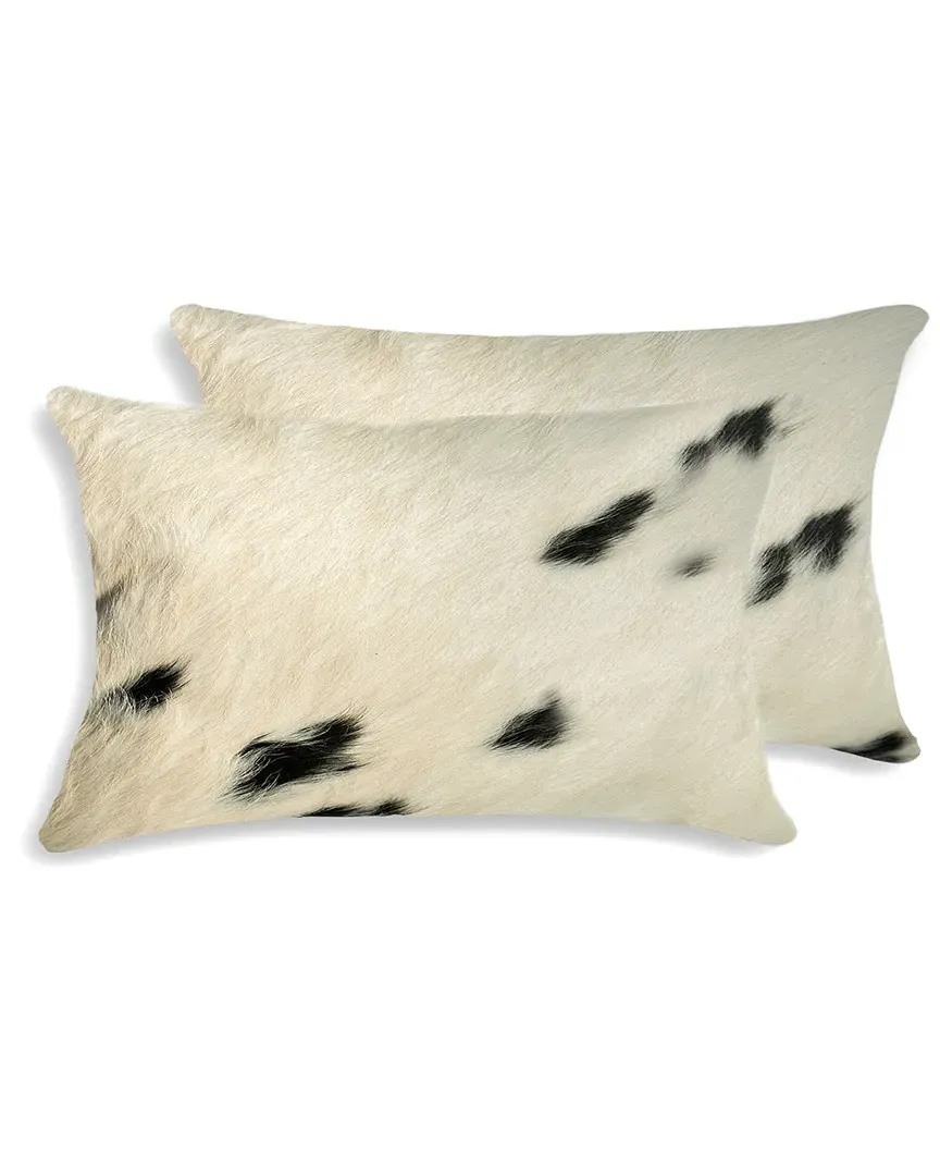 Torino Kobe Set of 2 Throw Pillows - White, Cowhide