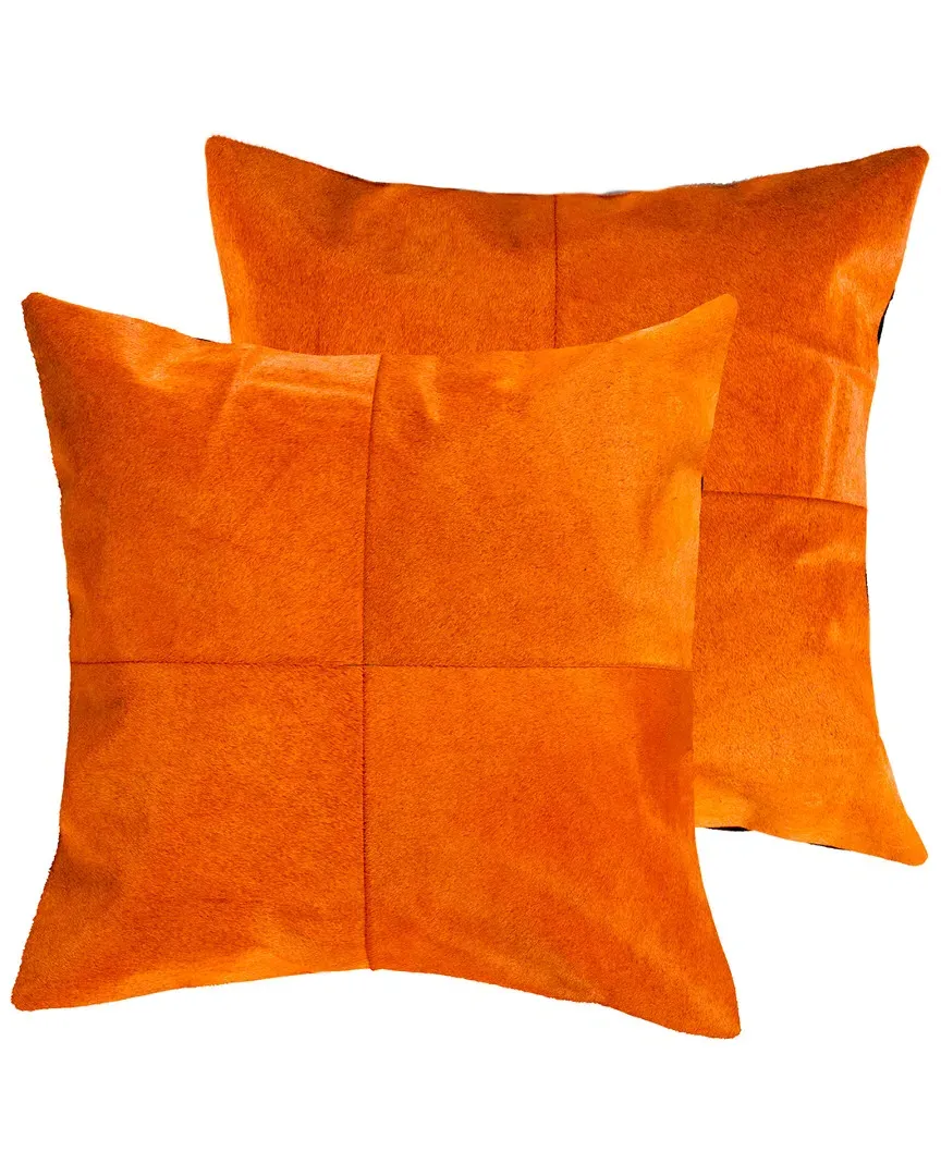 Torino Quattro Set of 2 Pillows - Orange, Cowhide