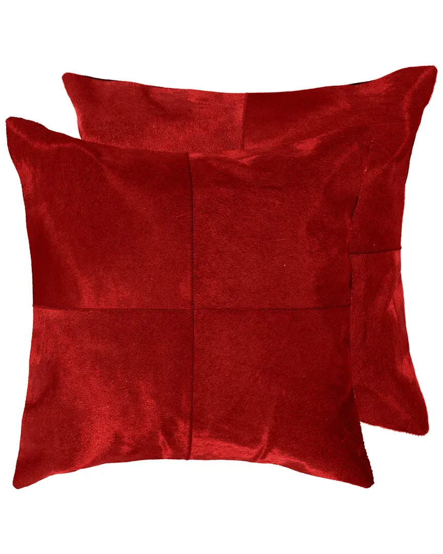 Torino Quattro Set of 2 Pillows - Red, Cowhide