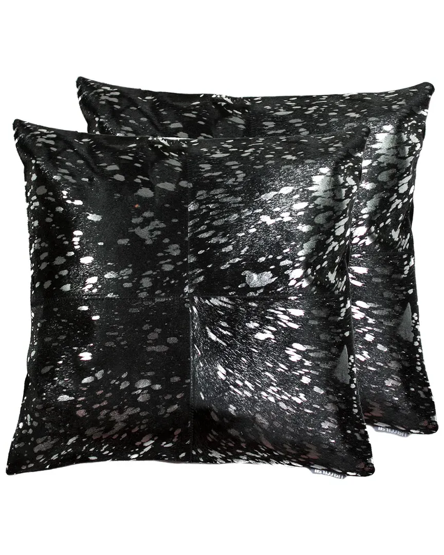 Torino Quattro Set of 2 Pillows - Silver, Cowhide