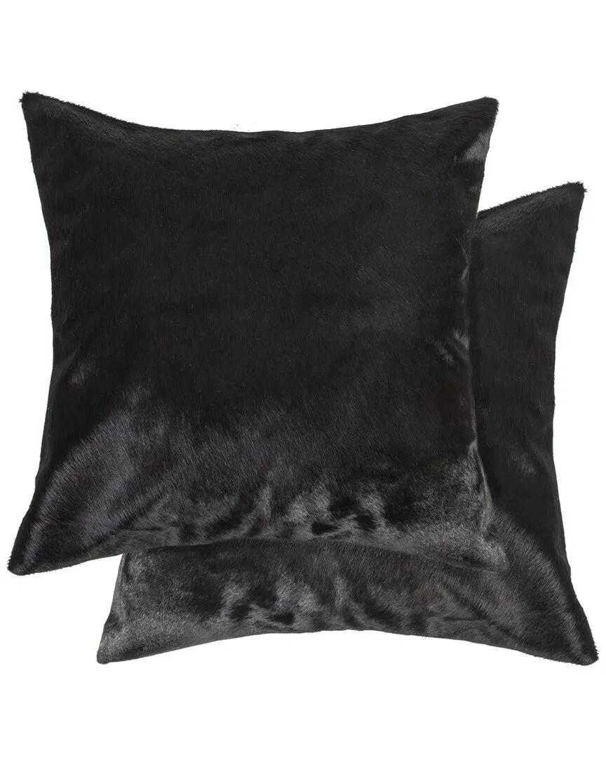 Torino Set of 2 Cowhide Pillows - Black image