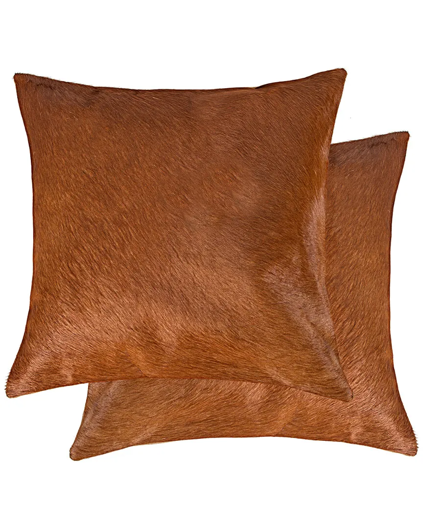 Torino Set of 2 Cowhide Pillows - Brown