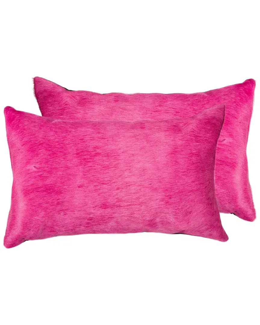 Torino Set of 2 Cowhide Pillows - Fuchsia