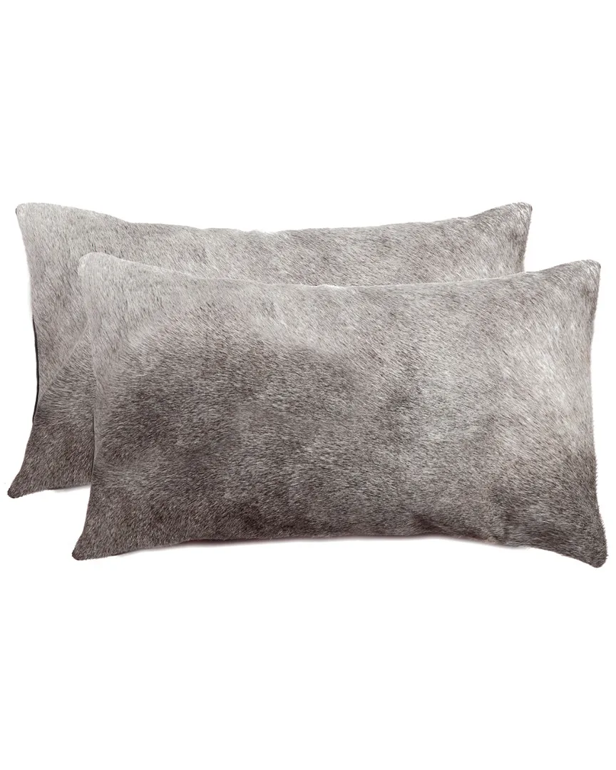 Torino Set of 2 Cowhide Pillows - Grey