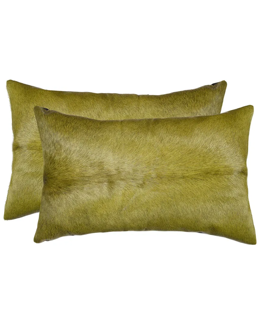 Torino Set of 2 Cowhide Pillows - Lime