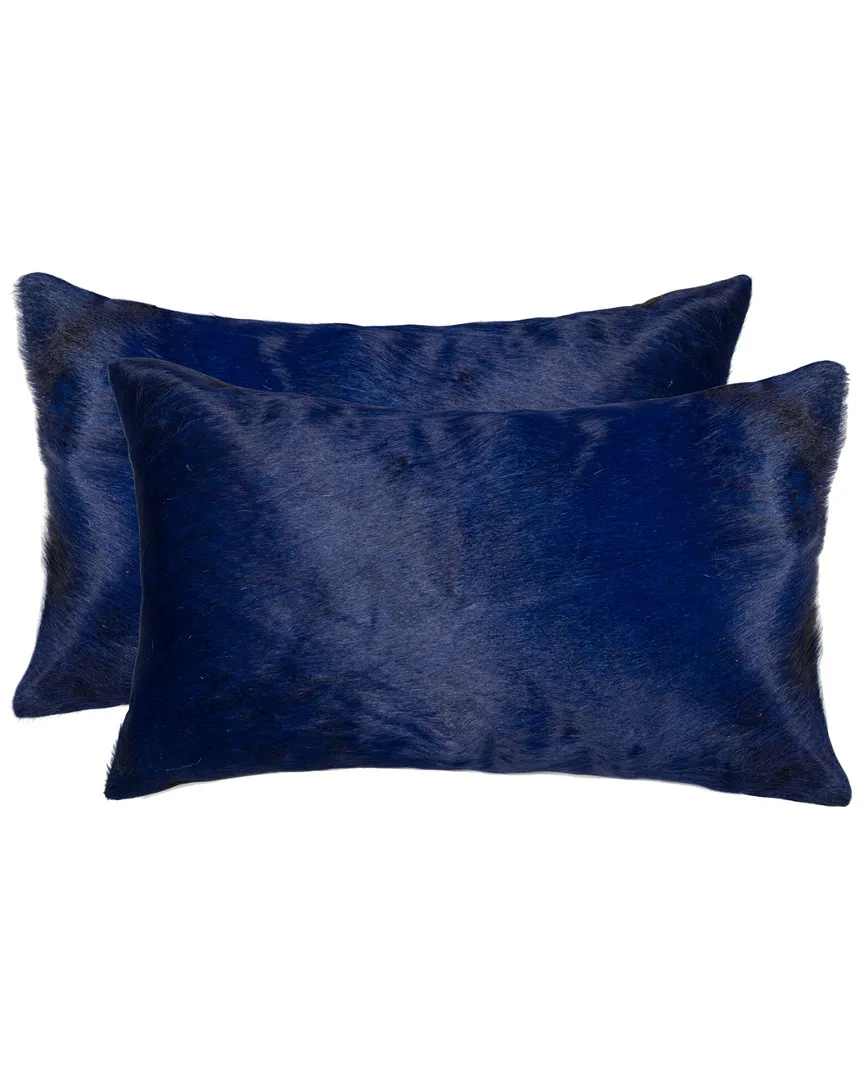 Torino Set of 2 Cowhide Pillows - Navy