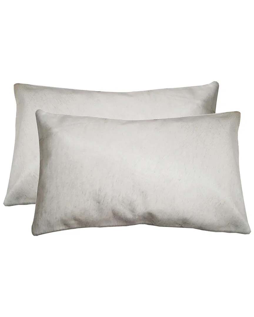 Torino Set of 2 Cowhide Pillows - Off White