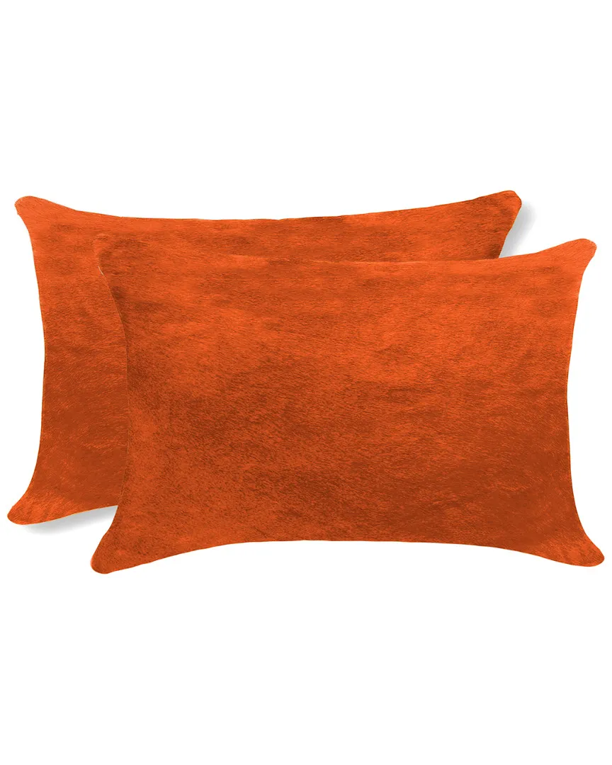 Torino Set of 2 Cowhide Pillows - Orange