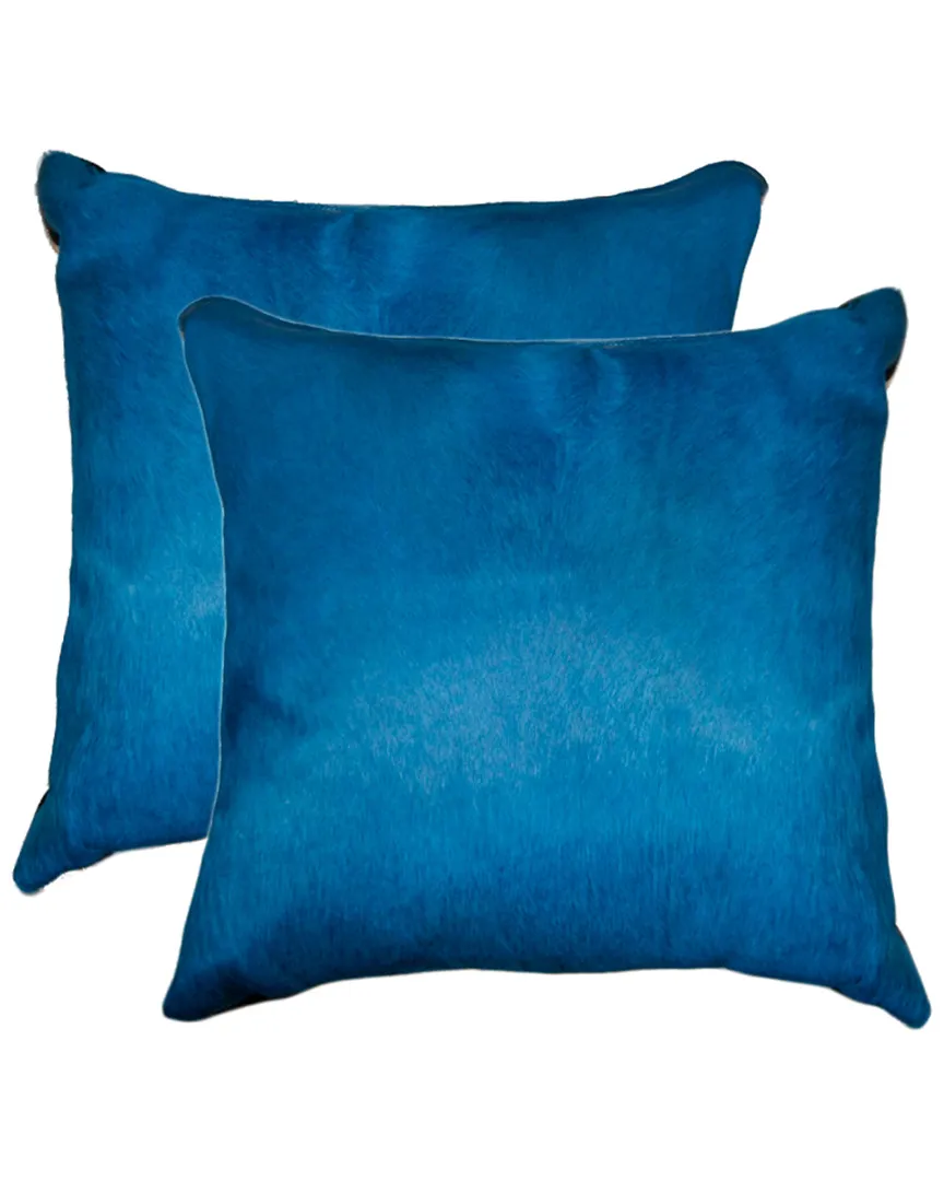 Torino Set of 2 Cowhide Pillows - Royal Blue