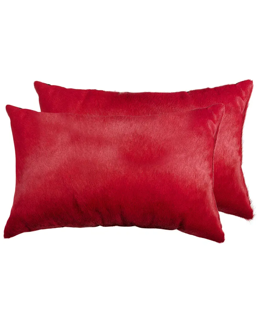 Torino Set of 2 Cowhide Pillows - Wine