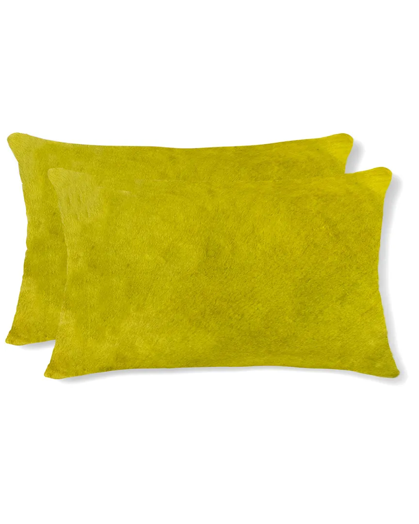 Torino Set of 2 Cowhide Pillows - Yellow