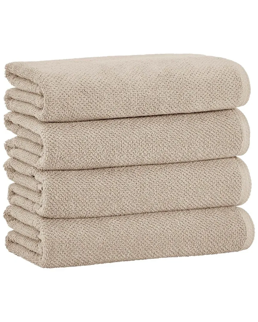 Cotton Textured Bath Towel 4 Pack - Taupe image