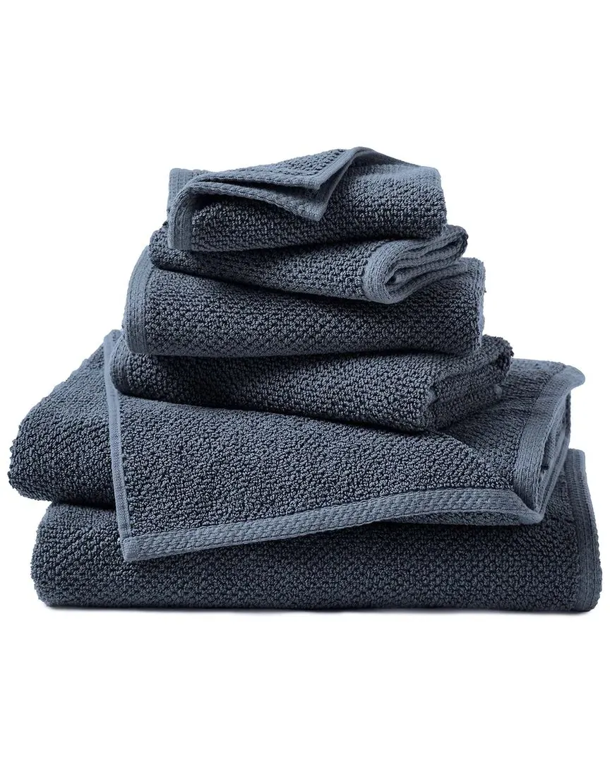 Textured Bath Towel 6 Piece Set - Stone Blue, Cotton