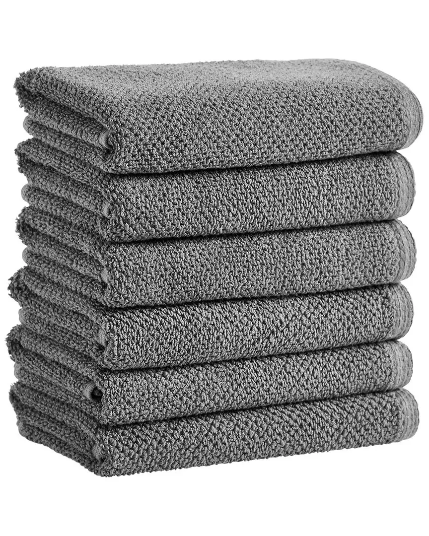 Textured Hand Towel 6 Pack - Dark Grey, Cotton image