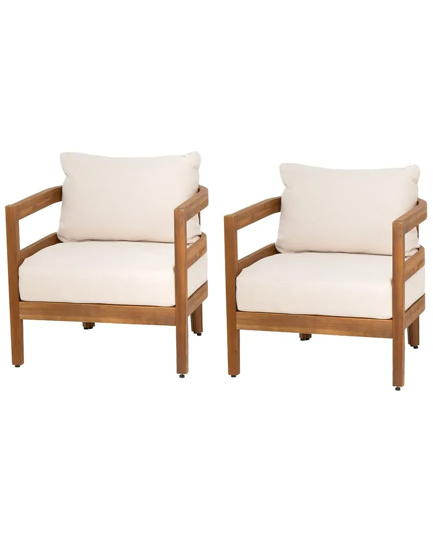 Breton Outdoor Club Chair Set of 2 - Brown, Acacia image