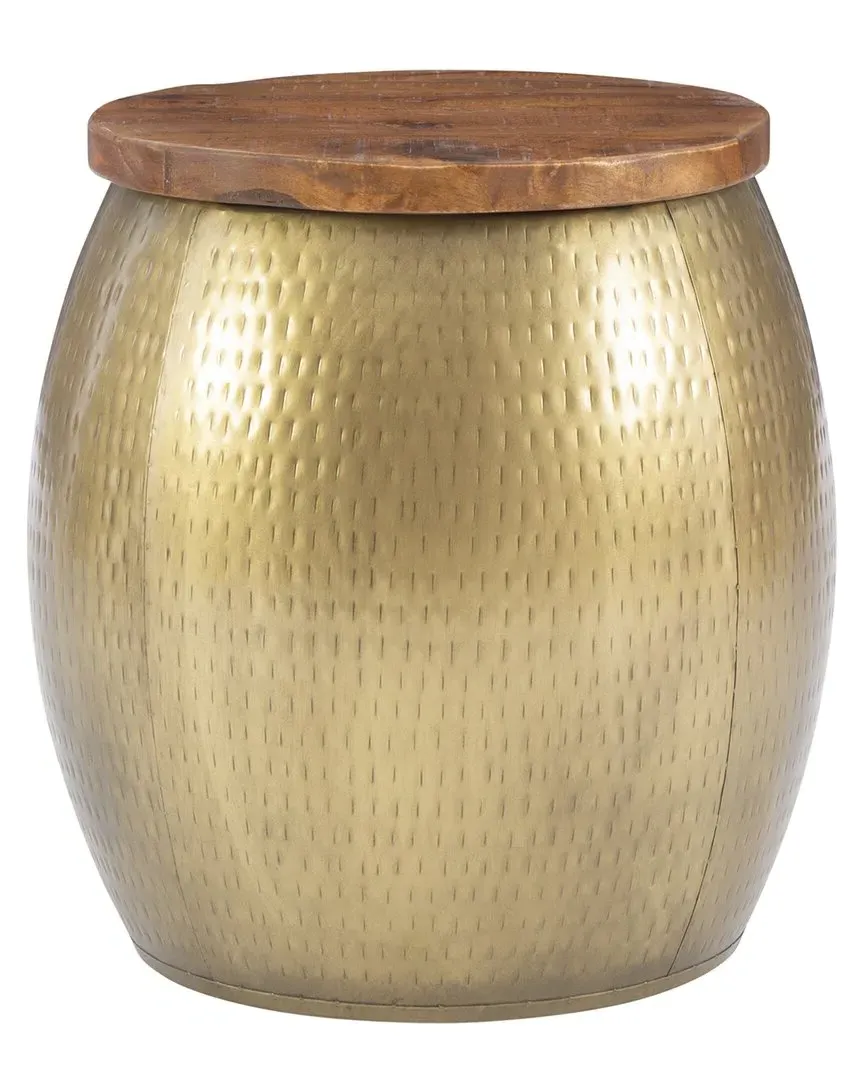 Dreyfus Drum Side Table with Storage - Gold, Iron image