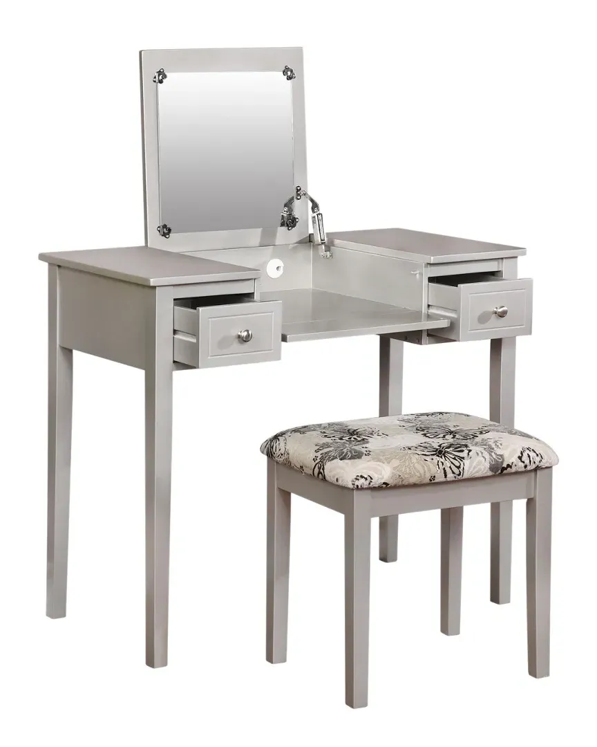 Linon Butterfly Vanity Set - Silver image