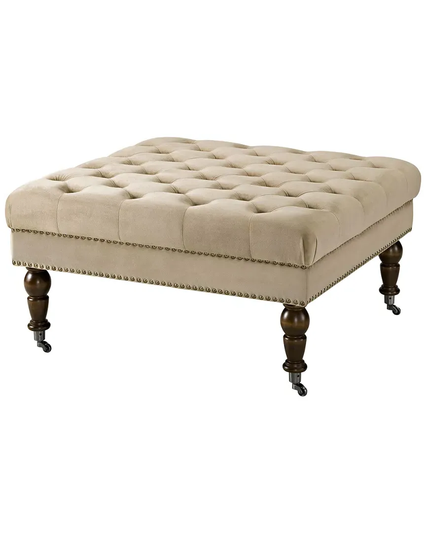 Tess Square Ottoman - Tan, Velvet image