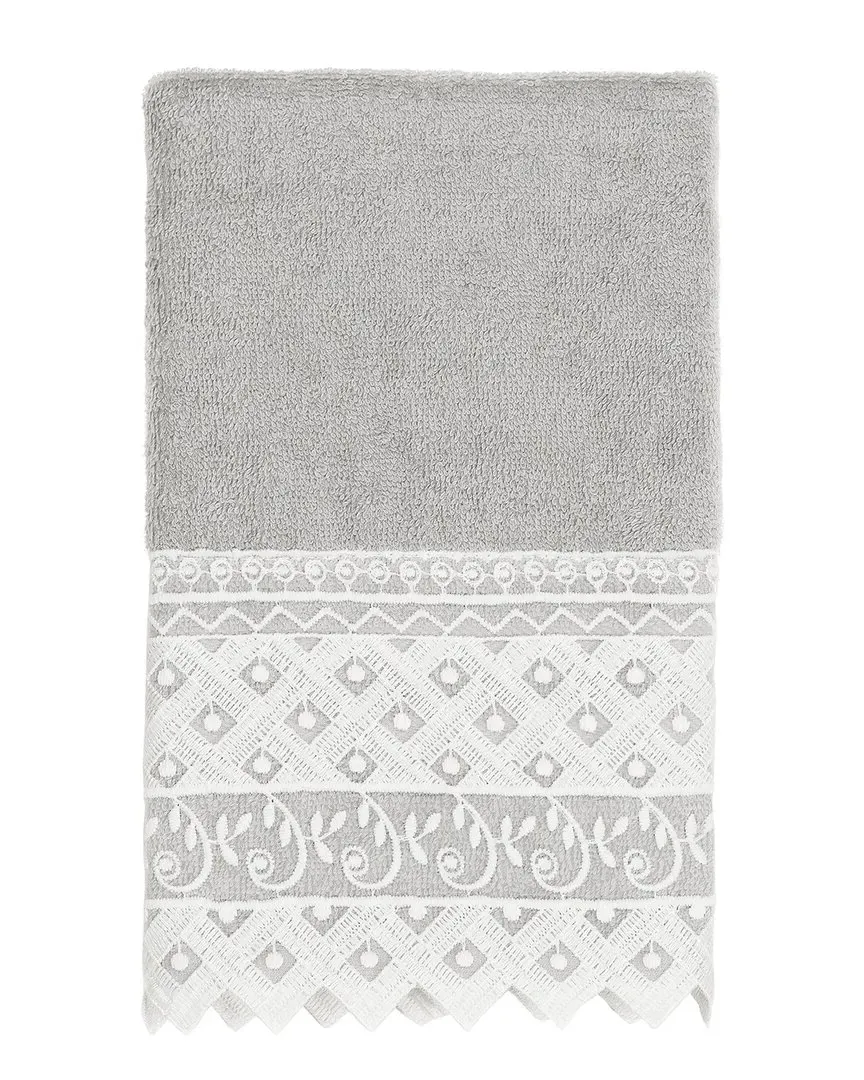 Aiden Lace Embellished Hand Towel - Gray, Turkish Cotton image