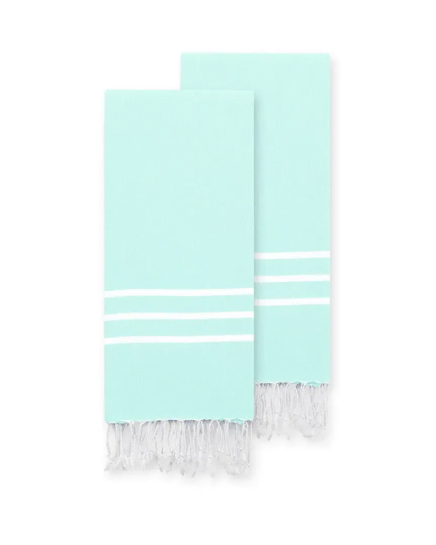 Alara Turkish Pestemal Hand Towels Set of 2 - Aqua, Cotton image