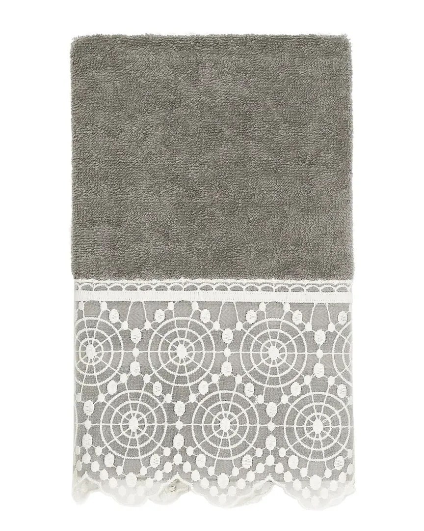 Arian Lace Embellished Hand Towel - Gray, Turkish Cotton