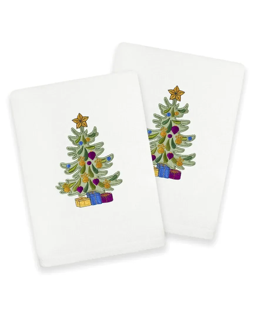 Christmas Presents Embroidered Hand Towels Set of 2 - White image