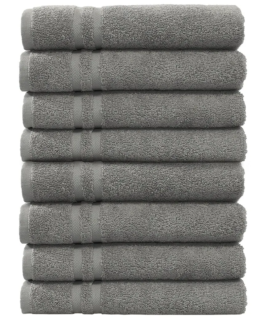 Denzi Hand Towels Set of 8 - Dark Grey, Cotton image