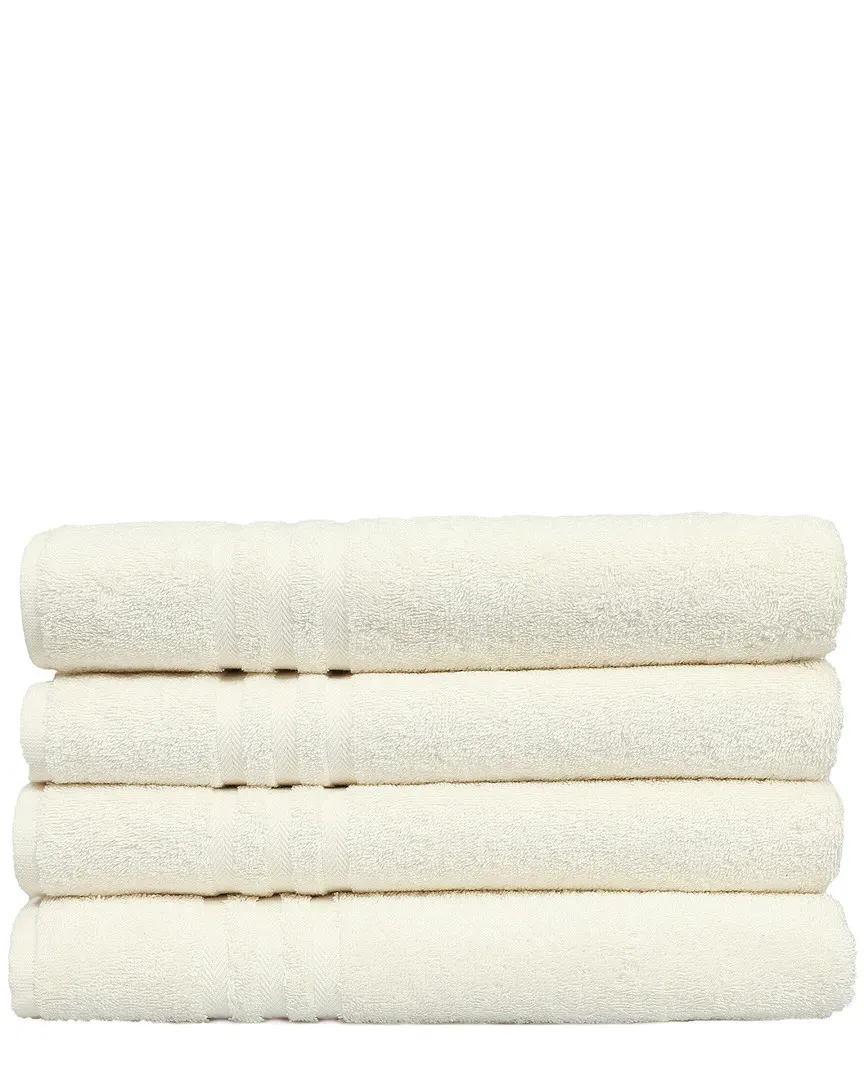 Denzi Set of 4 Bath Towels - Cream, Turkish Cotton image