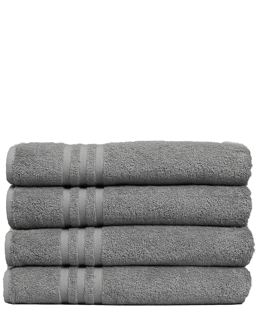 Denzi Set of 4 Bath Towels - Dark Grey, Turkish Cotton