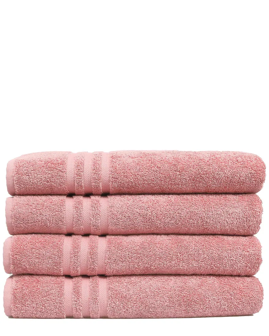 Denzi Set of 4 Bath Towels - Tea Rose, Turkish Cotton