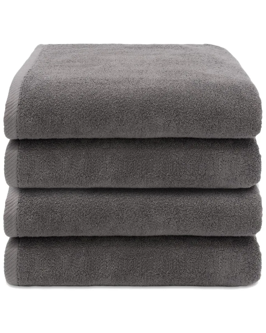 Ediree 4-Piece Bath Towel Set - Charcoal, Turkish Cotton