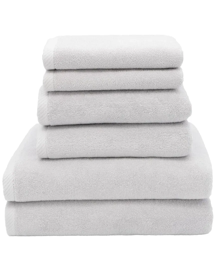 Ediree 6-Piece Towel Set - Silver, Turkish Cotton